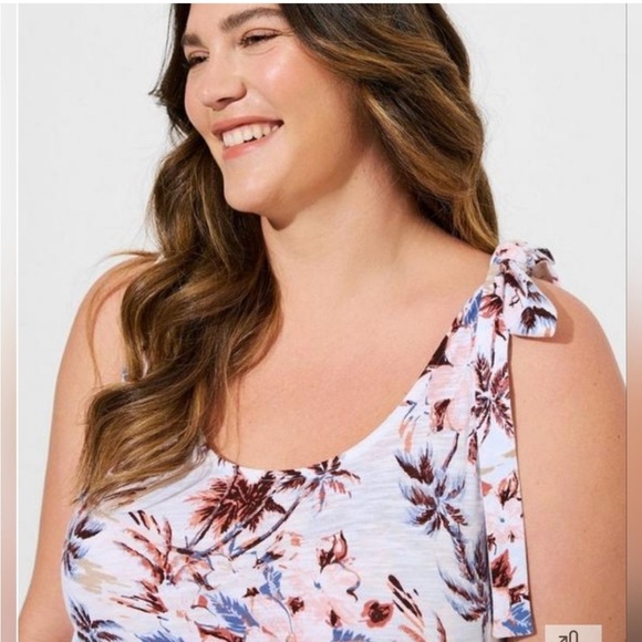 Torrid Mini Cotton Slub Tie Shoulder Beach Dress Tropical Size 2 - Picture 3 of 10